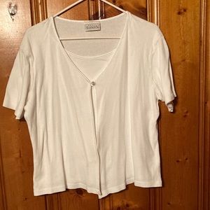 Size says X-Large but fits like a Medium Women’s Basic Editions 2 shirts in one